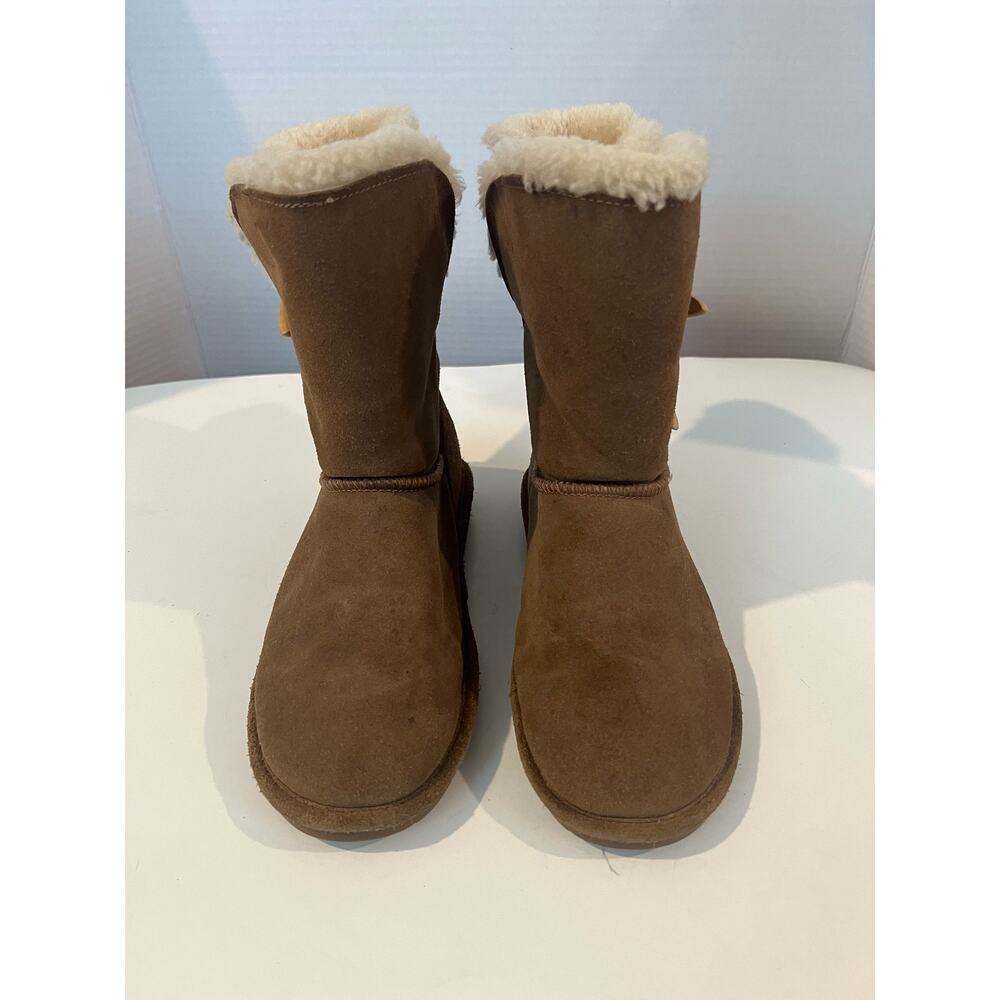 Bearpaw Womens Winter Boots Brown Mid Calf Button Flat Faux‎ Fur Lined 7 - Picture 3 of 9